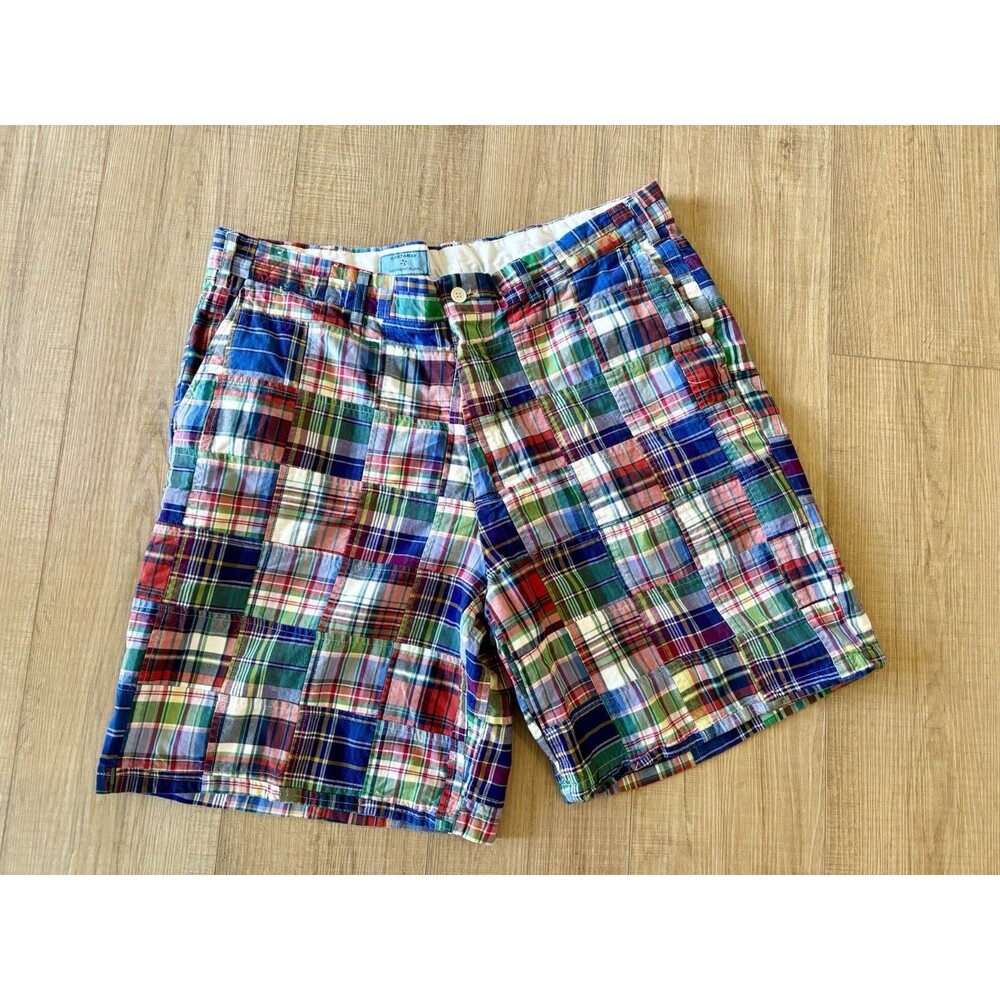 Castaway Shorts Nantucket Chino Mens 38 Multicolor Plaid Patchwork Madras Preppy